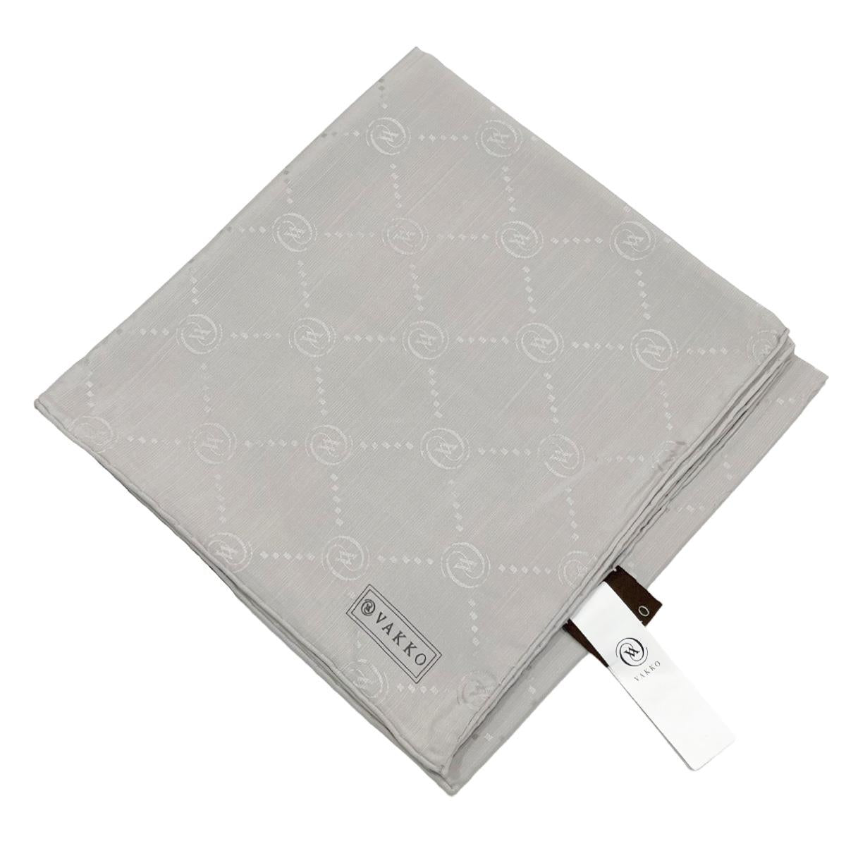 Vakko Pamuk İpek Eşarp - Monogram - Açık Gümüş