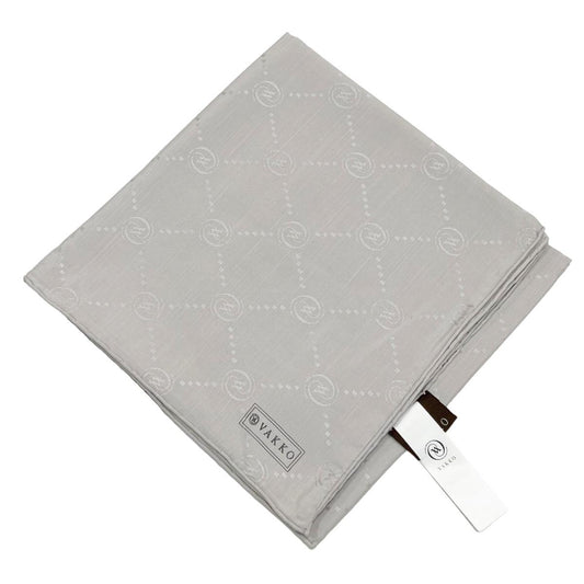 Vakko Pamuk İpek Eşarp - Monogram - Açık Gümüş