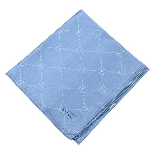 Vakko Pamuk İpek Eşarp - Monogram - Bebe Mavi