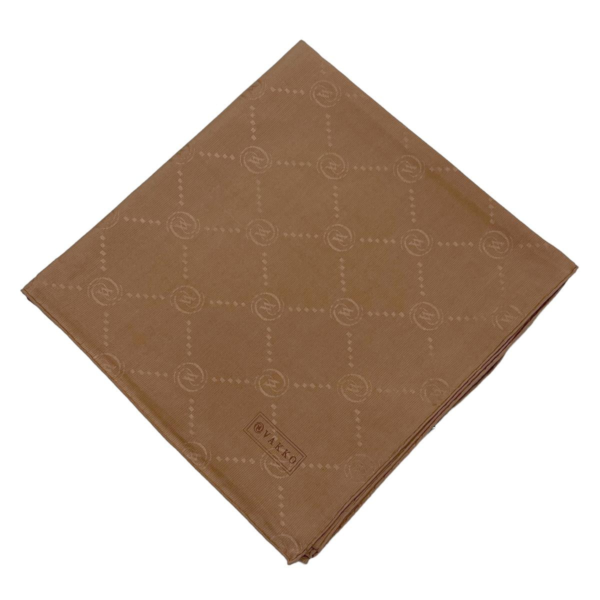 Vakko Pamuk İpek Eşarp - Monogram - Karamel
