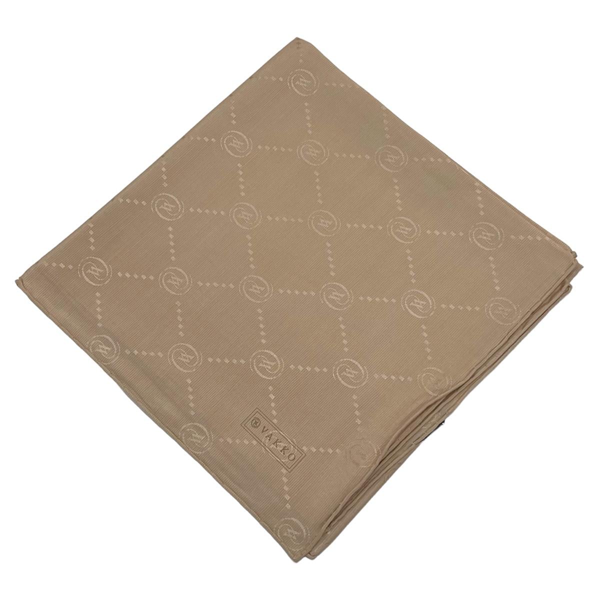 Vakko Pamuk İpek Eşarp - Monogram - Soft Camel