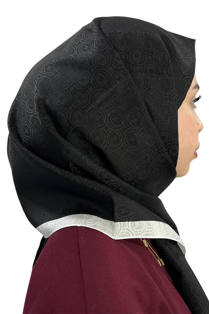 Vakko Pamuk İpek Şal - Helezon Monogram - Siyah Beyaz
