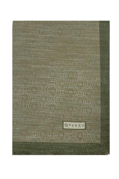 Vakko Pamuk İpek Şal - Helezon Monogram - Haki