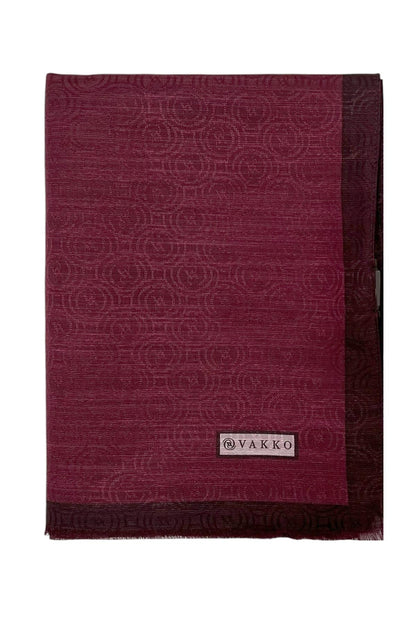 Vakko Pamuk İpek Şal - Helezon Monogram - Bordo