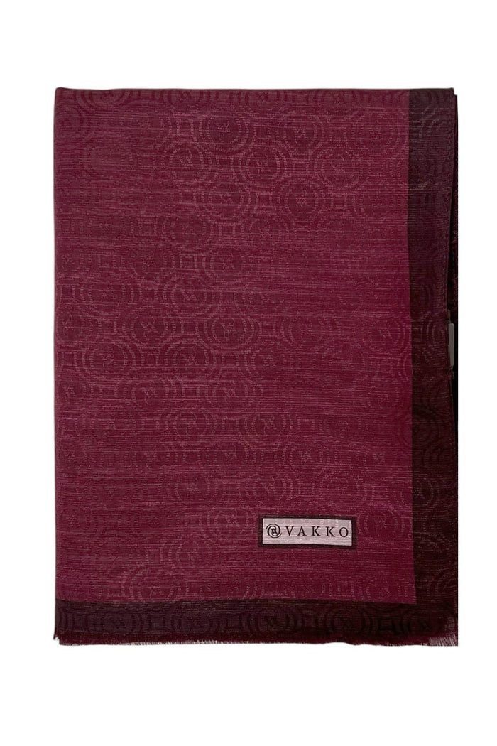 Vakko Pamuk İpek Şal - Helezon Monogram - Bordo