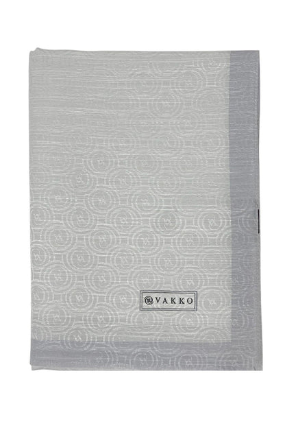 Vakko Pamuk İpek Şal - Helezon Monogram - Açık Gümüş