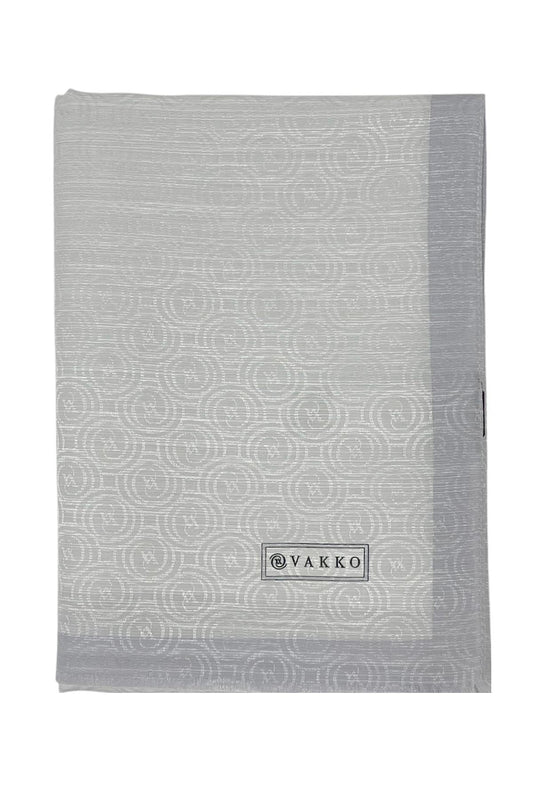 Vakko Pamuk İpek Şal - Helezon Monogram - Açık Gümüş
