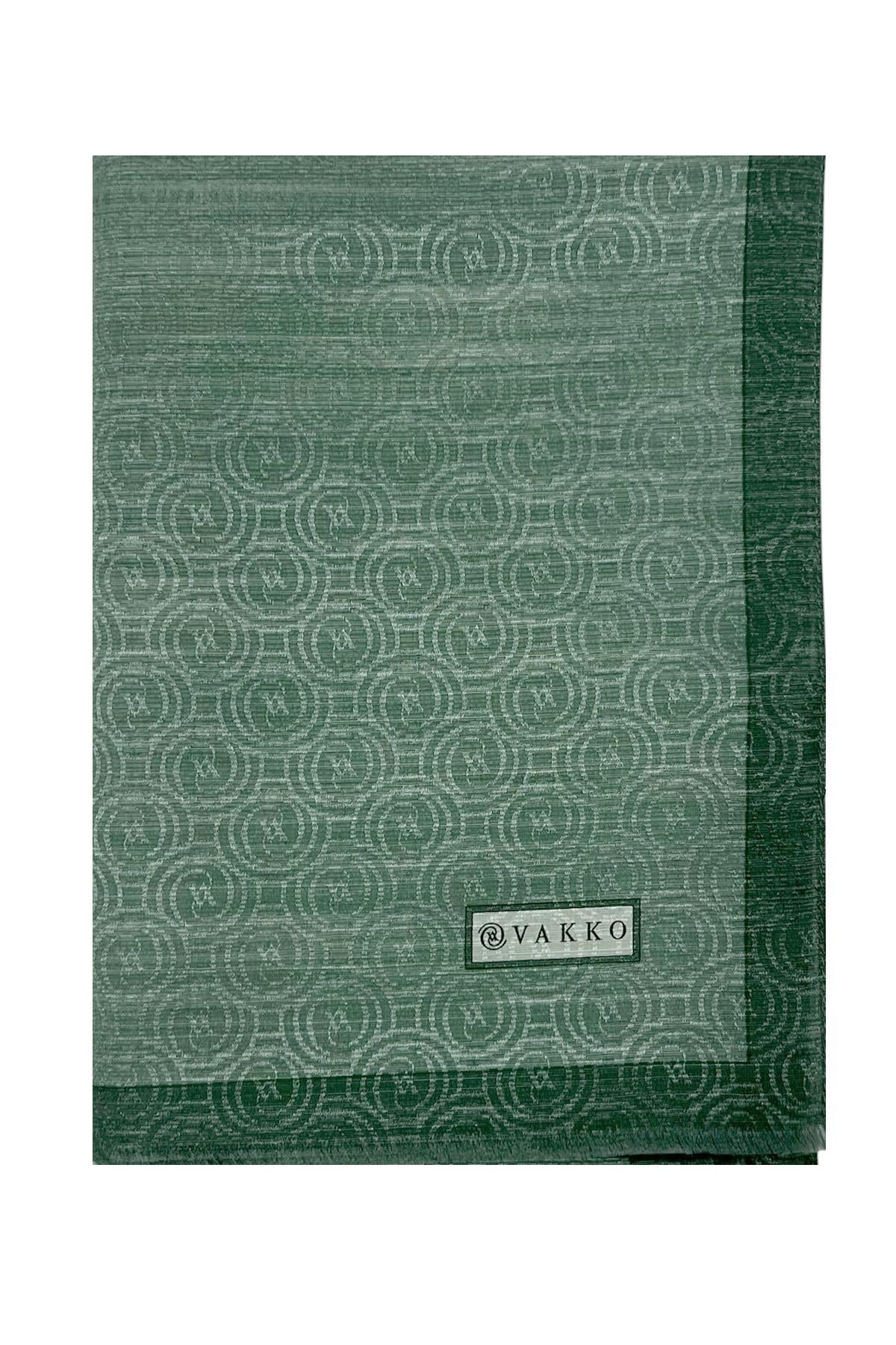 Vakko Pamuk İpek Şal - Helezon Monogram - Koyu Çağla