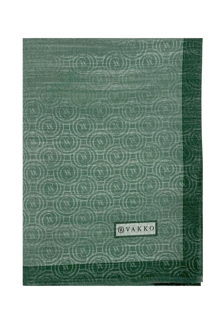 Vakko Pamuk İpek Şal - Helezon Monogram - Koyu Çağla