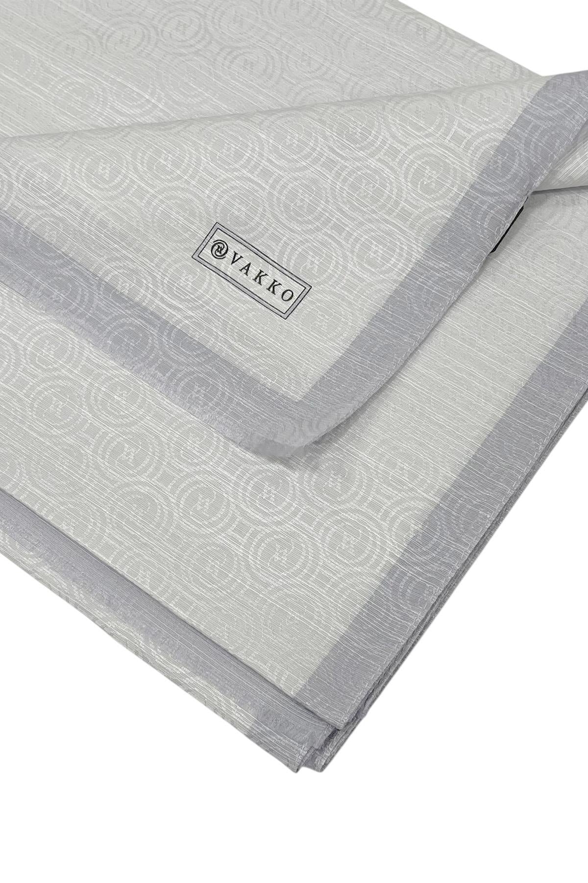 Vakko Pamuk İpek Şal - Helezon Monogram - Açık Gümüş