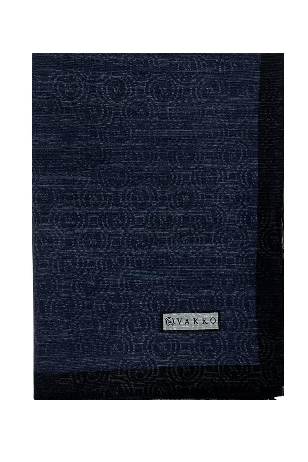 Vakko Pamuk İpek Şal - Helezon Monogram - Lacivert