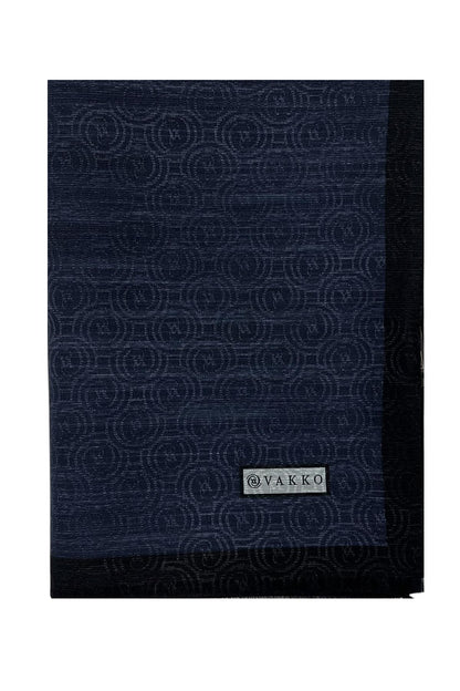 Vakko Pamuk İpek Şal - Helezon Monogram - Lacivert
