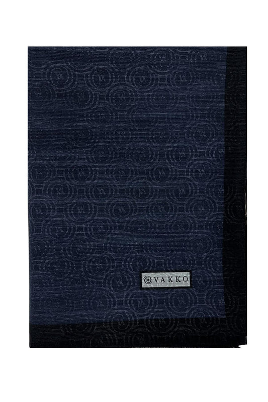 Vakko Pamuk İpek Şal - Helezon Monogram - Lacivert
