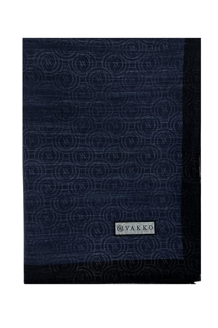 Vakko Pamuk İpek Şal - Helezon Monogram - Lacivert