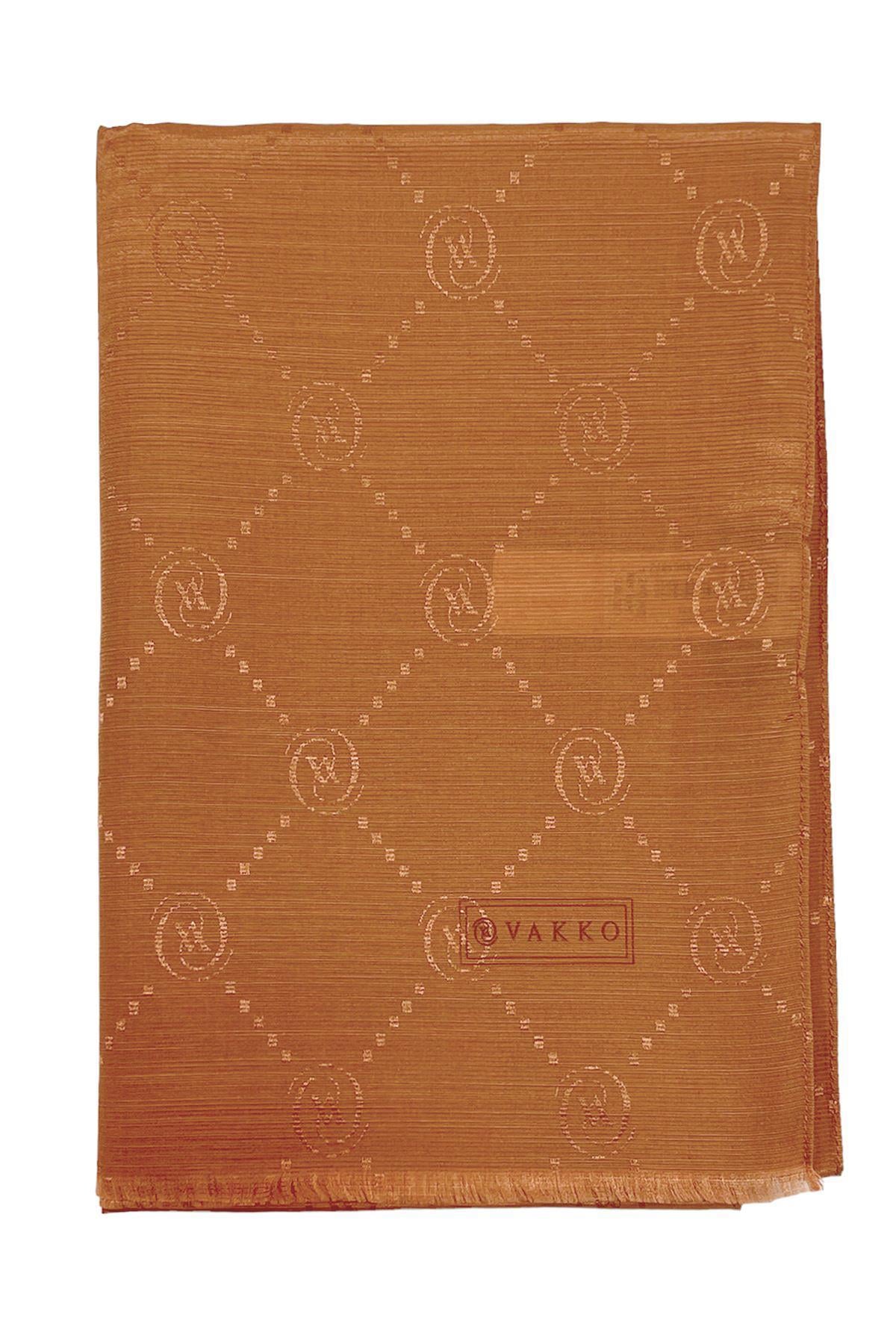 Vakko Pamuk İpek Şal - Monogram - Bakır