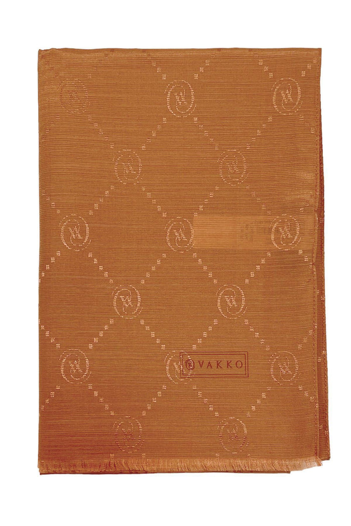 Vakko Pamuk İpek Şal - Monogram - Bakır