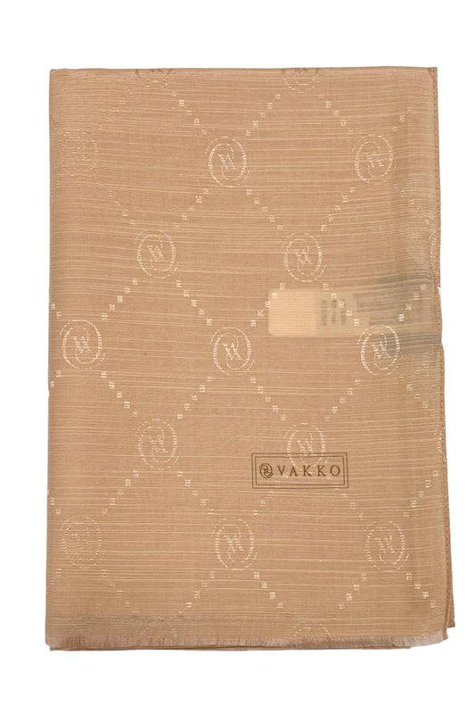 Vakko Pamuk İpek Şal - Monogram - Somon