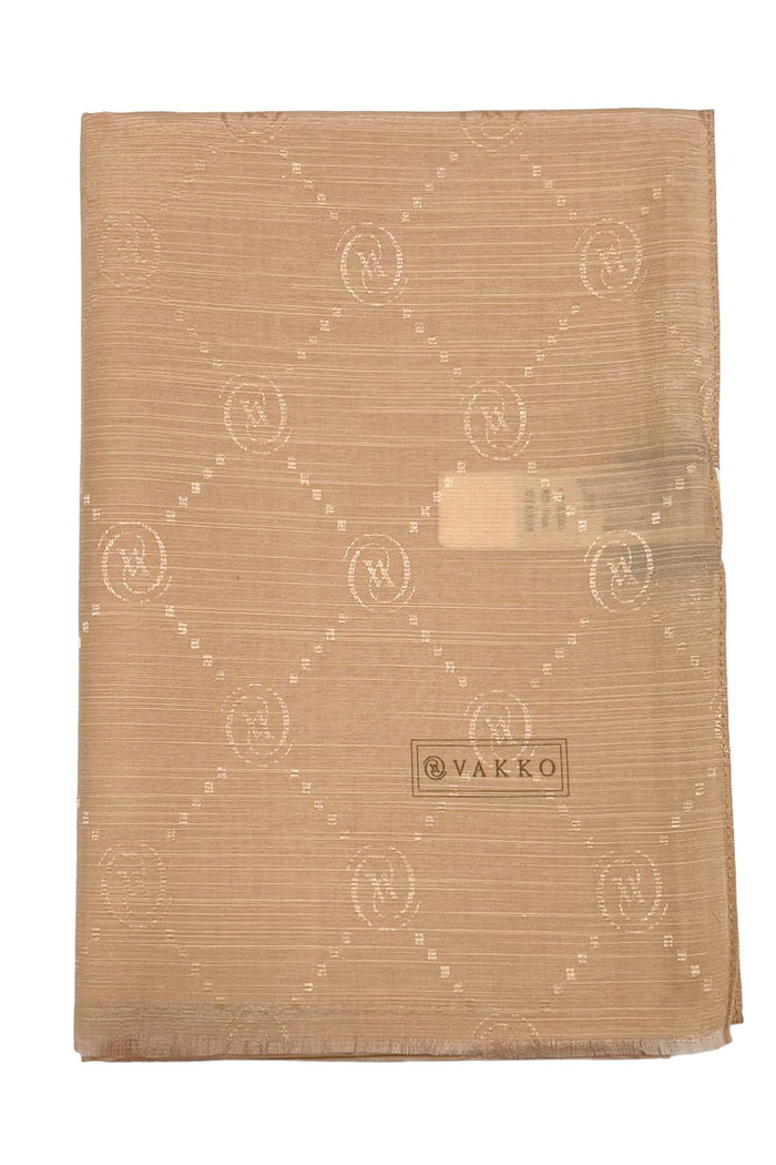 Vakko Pamuk İpek Şal - Monogram - Somon