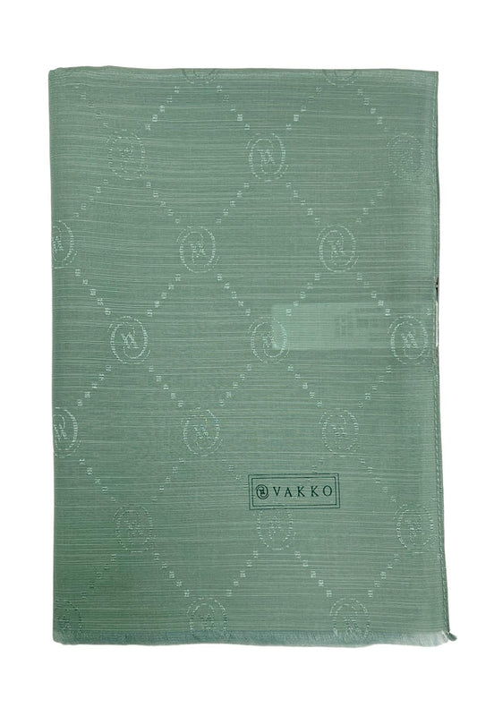 Vakko Pamuk İpek Şal - Monogram - Mint