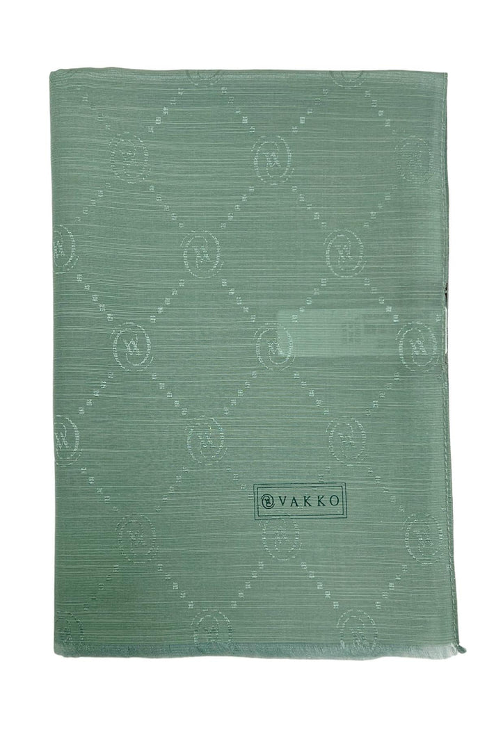 Vakko Pamuk İpek Şal - Monogram - Mint