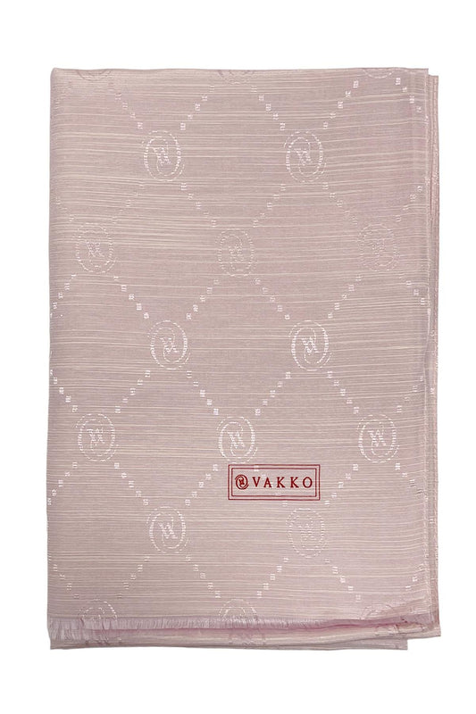 Vakko Pamuk İpek Şal - Monogram - Toz Pembe