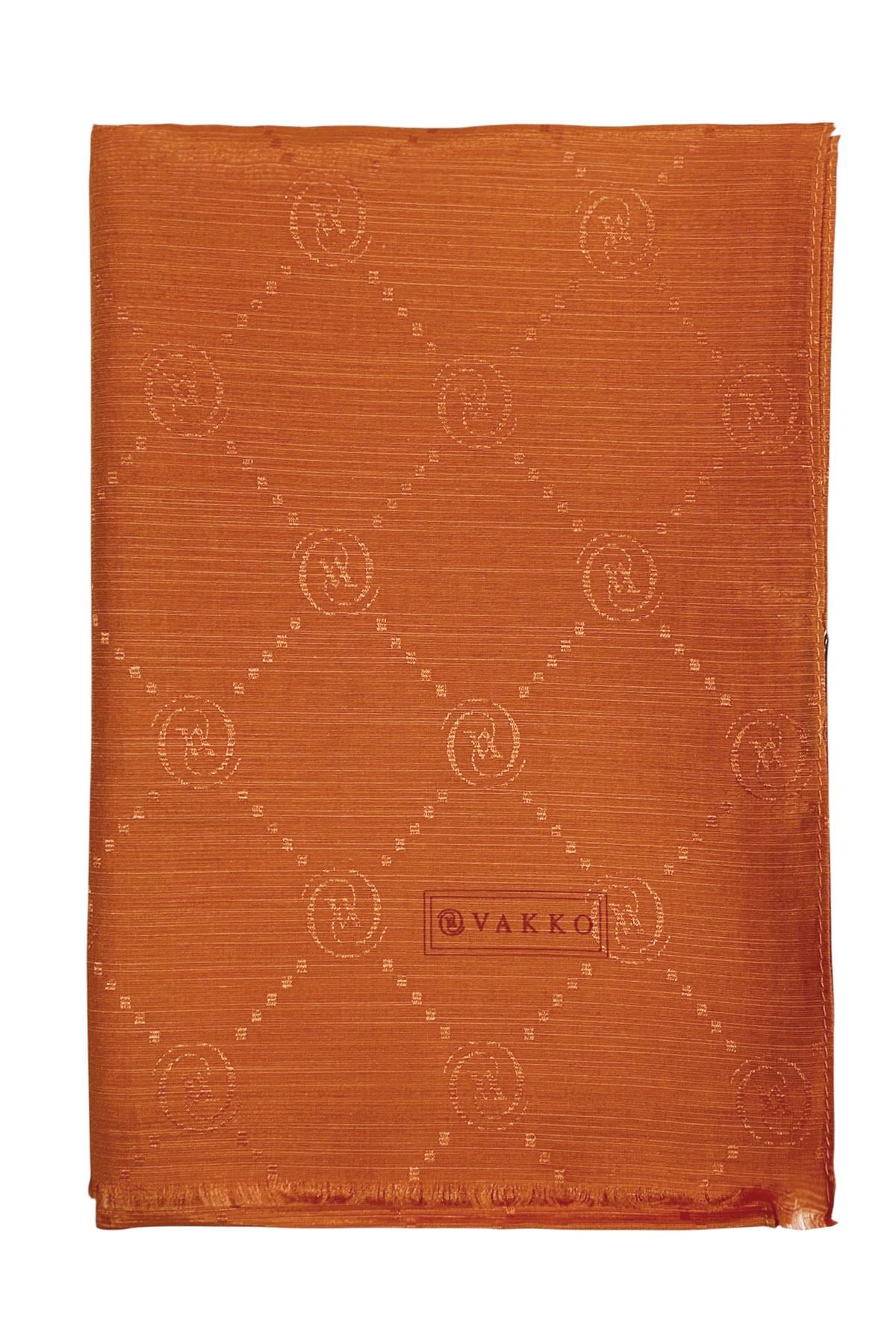 Vakko Pamuk İpek Şal - Monogram - Yeni Bakır