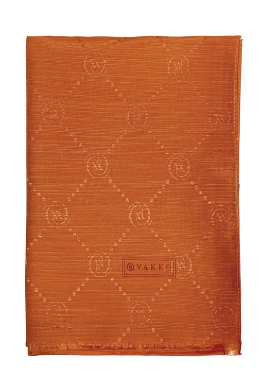 Vakko Pamuk İpek Şal - Monogram - Yeni Bakır