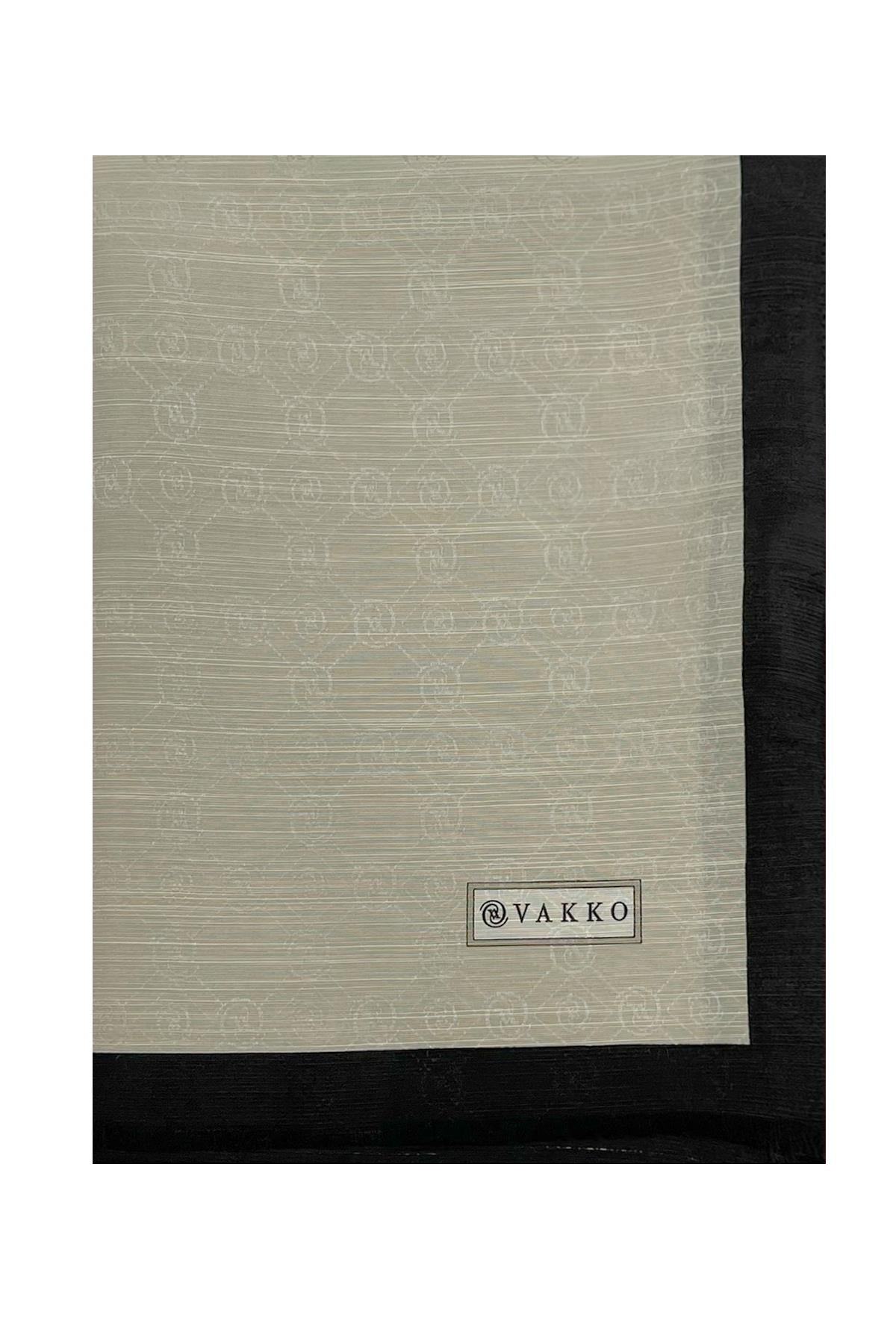 Vakko Pamuk İpek Şal - Şeritli Hologram - Taş Siyah