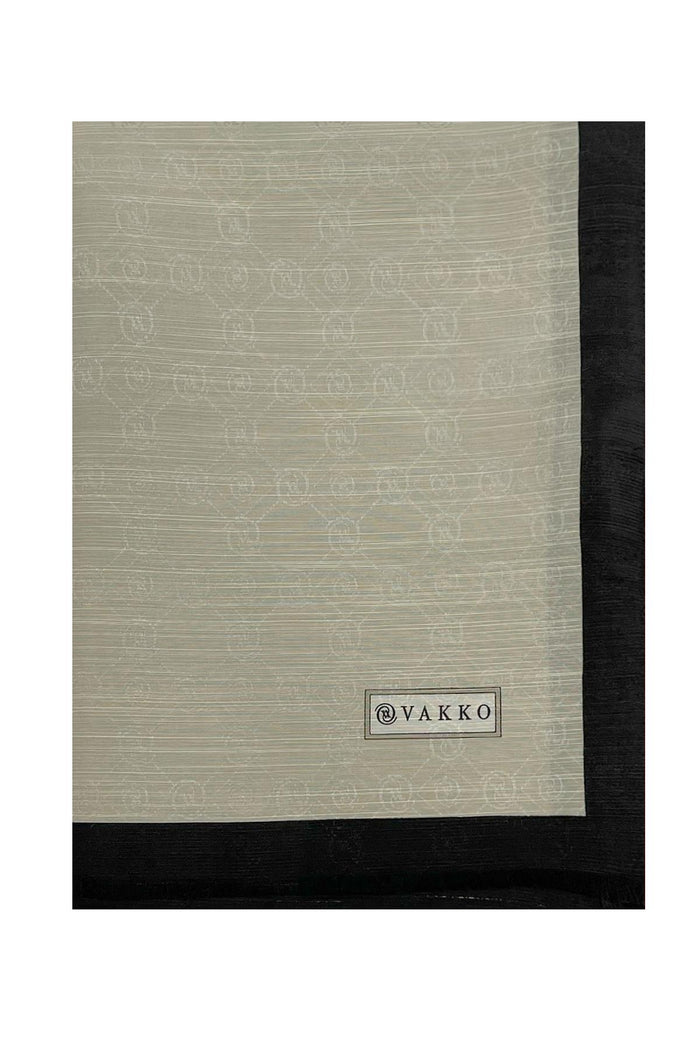Vakko Pamuk İpek Şal - Şeritli Hologram - Taş Siyah