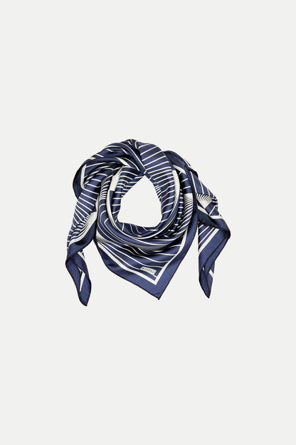 Vakko Twill İpek Eşarp - 40550 - Lacivert Beyaz