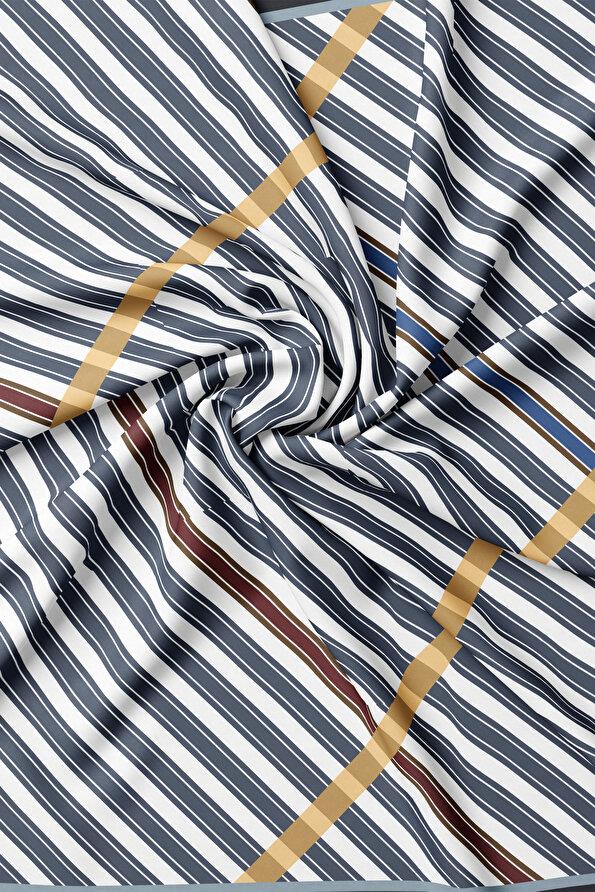 Vakko Twill İpek Eşarp - 41092 - Antrasit Ekru