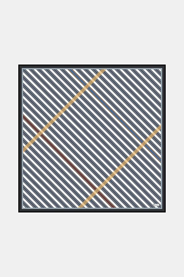 Vakko Twill İpek Eşarp - 41092 - Antrasit Ekru