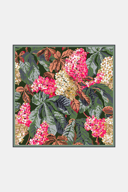Vakko Twill İpek Eşarp - 4145-57 Yeşil Pembe