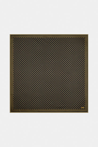 Vakko Twill İpek Eşarp - Özel Seri - Kahve Gold