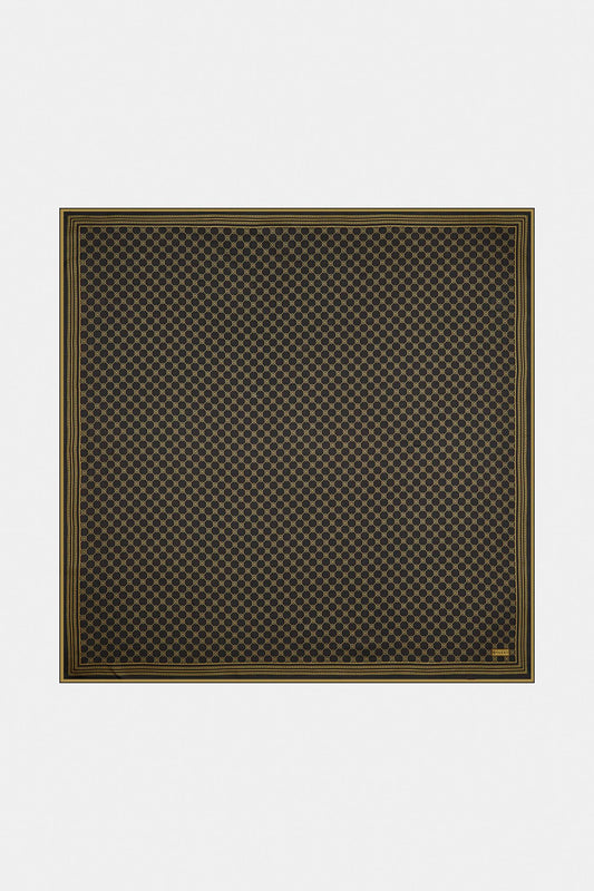 Vakko Twill İpek Eşarp - Özel Seri - Kahve Gold