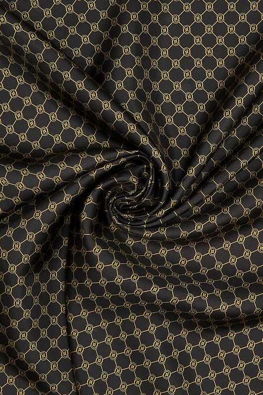 Vakko Twill İpek Eşarp - Özel Seri - Kahve Gold