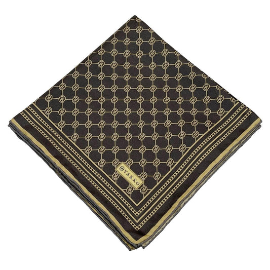 Vakko Twill İpek Eşarp - Özel Seri - Kahve Gold