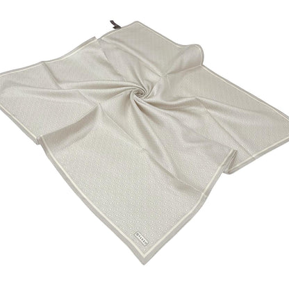 Vakko Twill İpek Eşarp - Helezon Monogram - Açık Taş Krem