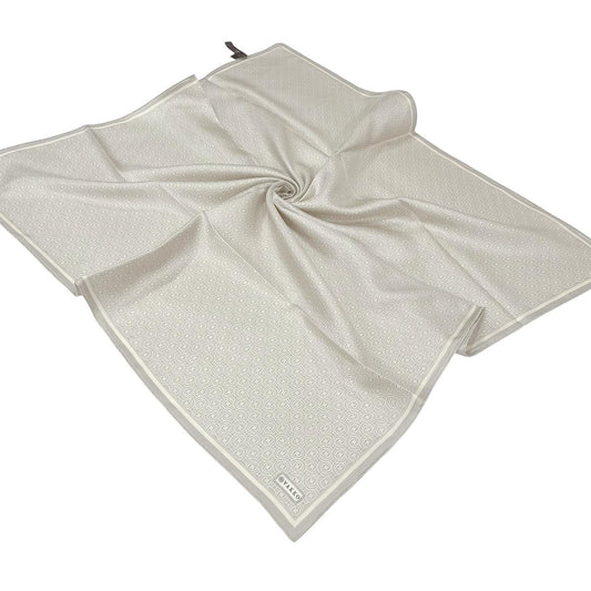 Vakko Twill İpek Eşarp - Helezon Monogram - Açık Taş Krem