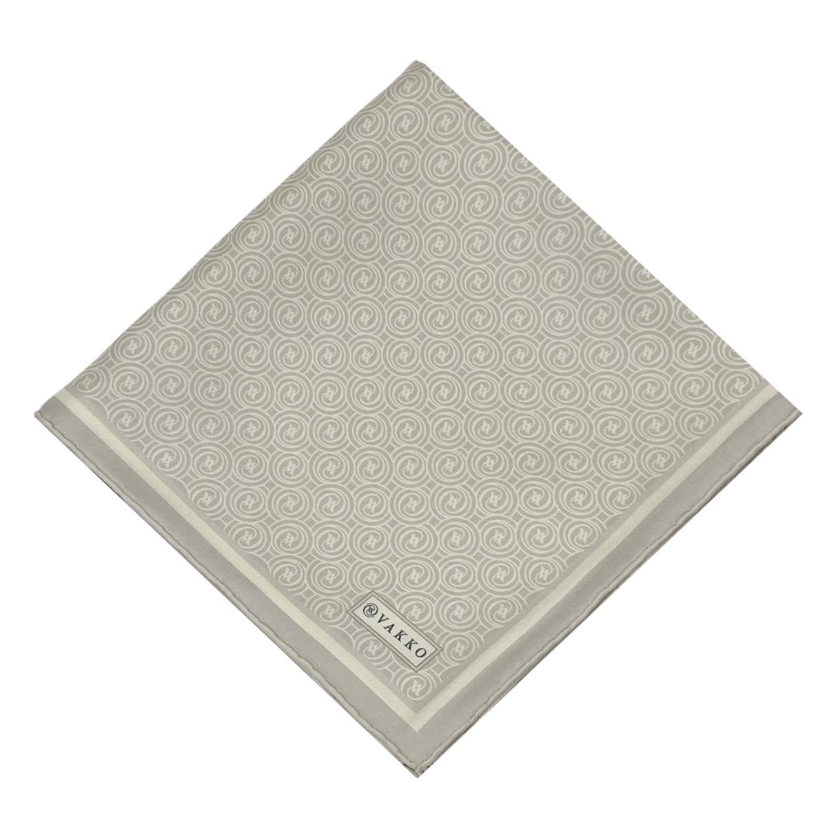 Vakko Twill İpek Eşarp - Helezon Monogram - Açık Taş Krem