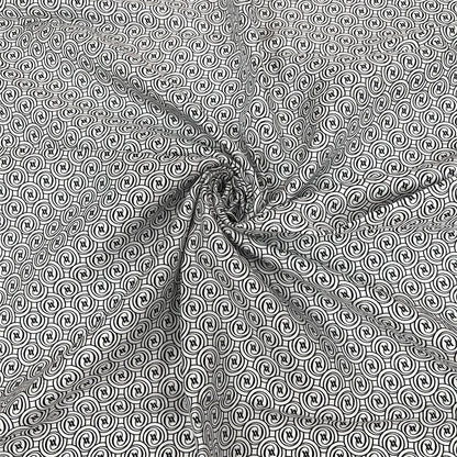 Vakko Twill İpek Eşarp - Helezon Monogram - Beyaz Siyah
