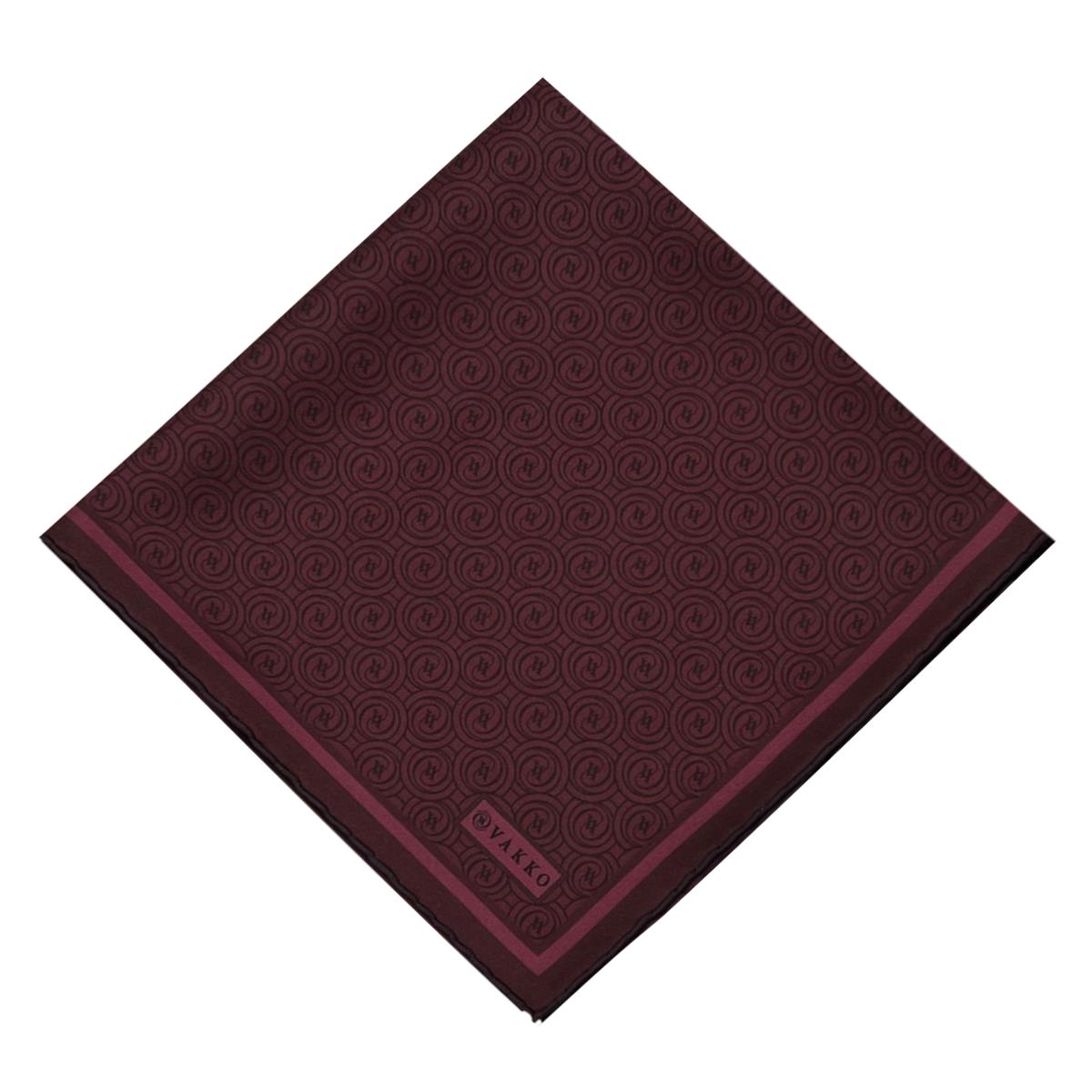 Vakko Twill İpek Eşarp - Helezon Monogram - Bordo