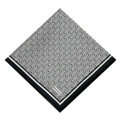 Vakko Twill İpek Eşarp - Helezon Monogram - Beyaz Siyah