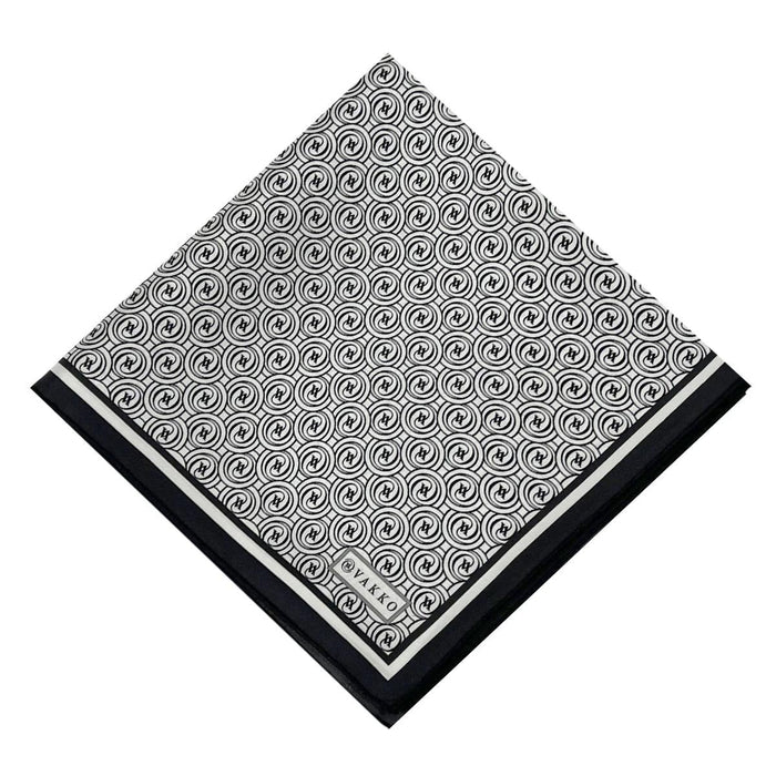 Vakko Twill İpek Eşarp - Helezon Monogram - Beyaz Siyah