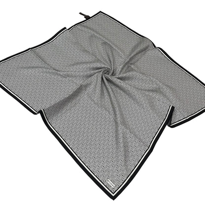 Vakko Twill İpek Eşarp - Helezon Monogram - Beyaz Siyah