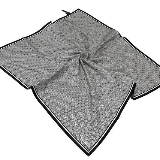 Vakko Twill İpek Eşarp - Helezon Monogram - Beyaz Siyah