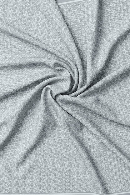 Vakko Twill İpek Eşarp - Helezon Monogram - Gümüş