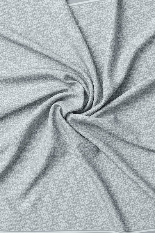 Vakko Twill İpek Eşarp - Helezon Monogram - Gümüş