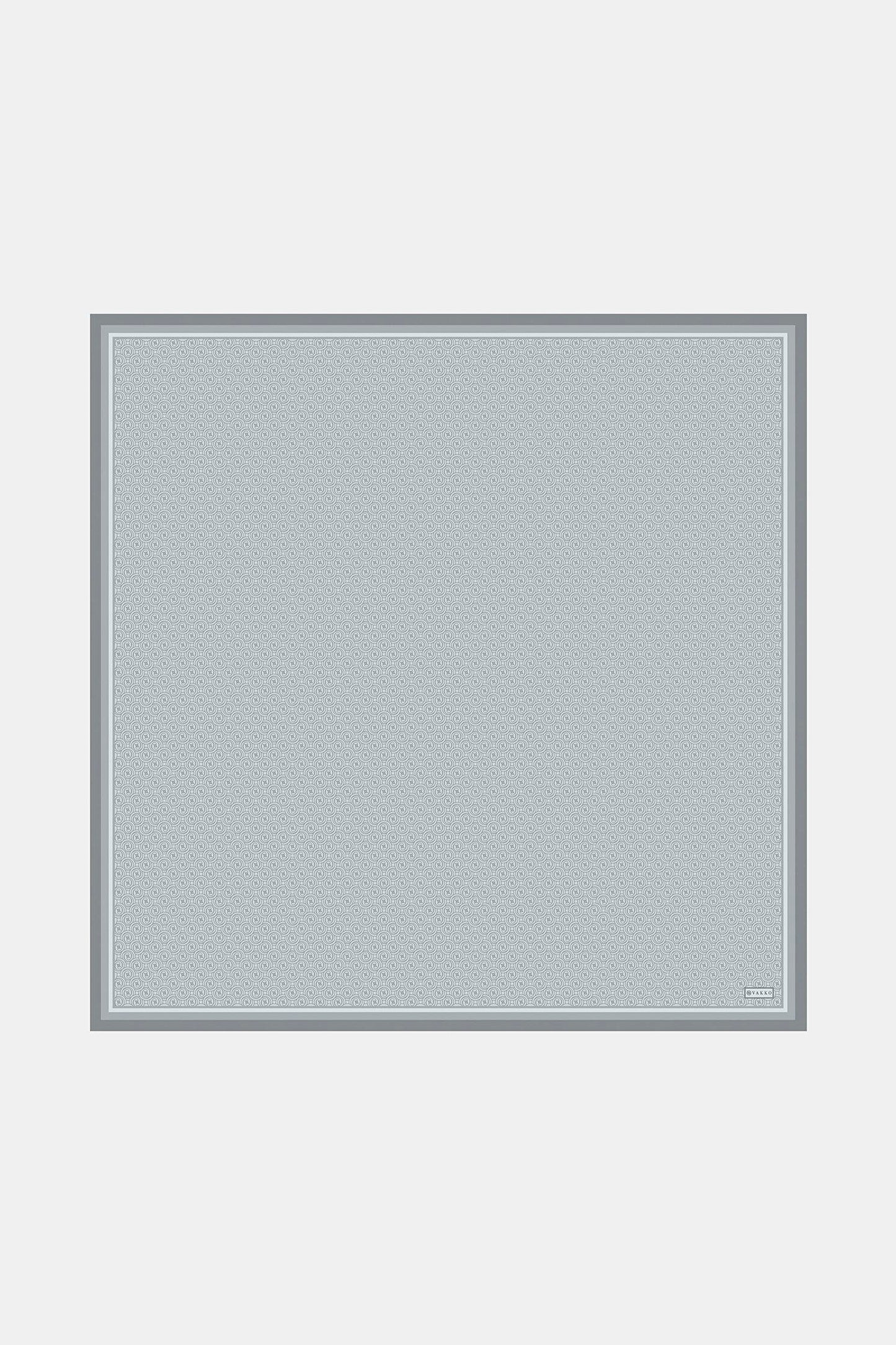 Vakko Twill İpek Eşarp - Helezon Monogram - Gümüş