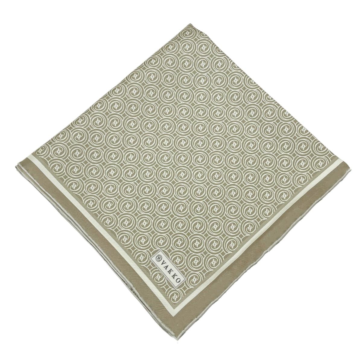 Vakko Twill İpek Eşarp - Helezon Monogram - Koyu Bej